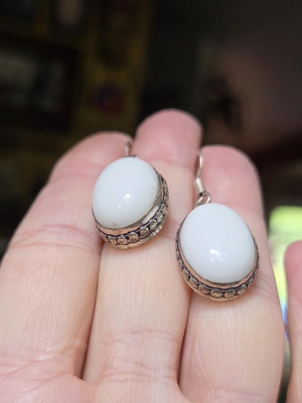 White Coral Natiral Sterling Earrings - Picture 5 of 7